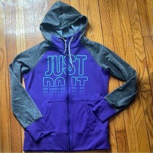 Nike Purple and Gray Zip-Up Hoodie